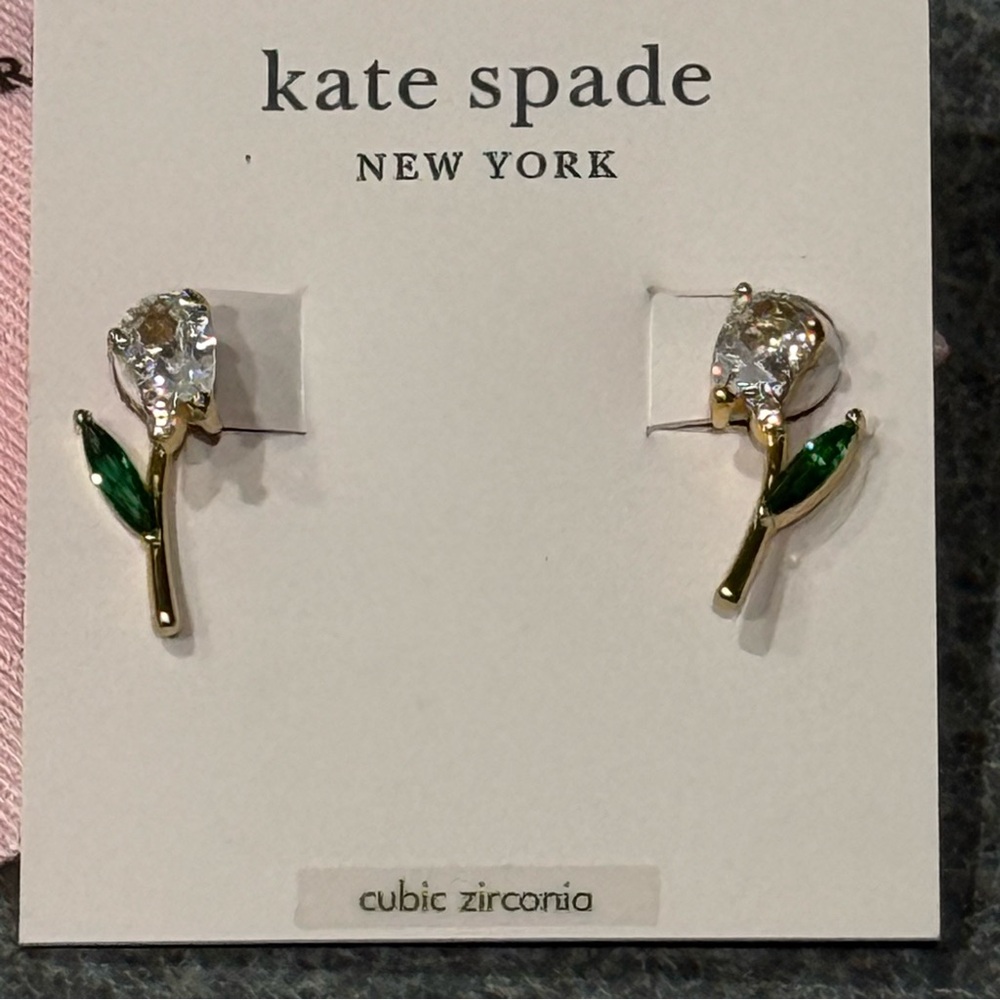 Kate Spade Stud Earrings NWT / Crystal Tulip Stud Earrings - Picture 9 of 10